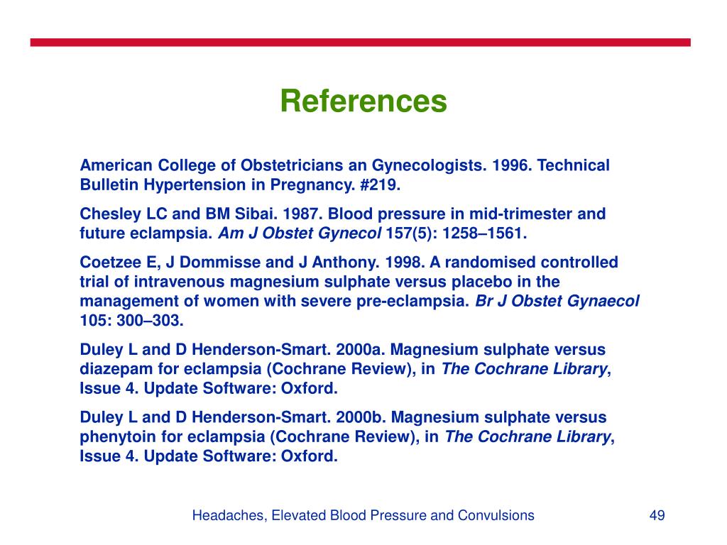 PPT Headache, Blurred Vision, Convulsions, Loss of Consciousness or