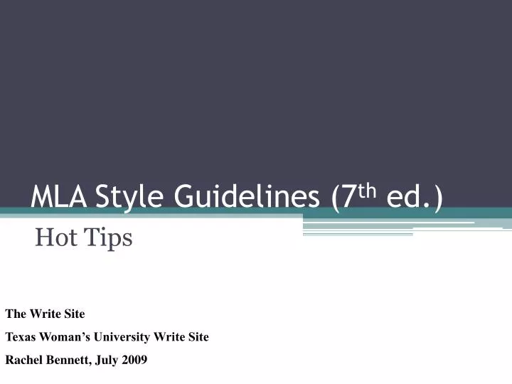 Mla Style Guidelines Mla Style Guidelines