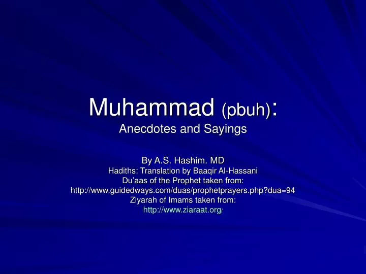 muhammad pbuh anecdotes and sayings n.