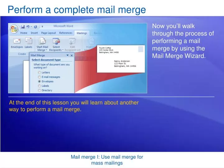 Ppt Perform A Complete Mail Merge Powerpoint Presentation Free Download Id1024242 4440