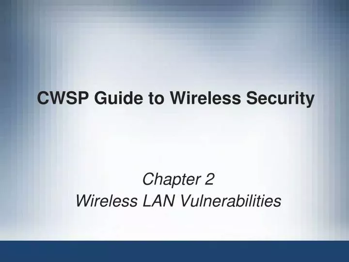 cwsp guide to wireless security n.