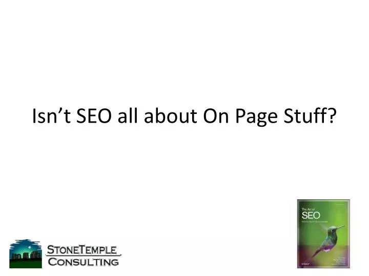 isn t seo all about on page stuff n.
