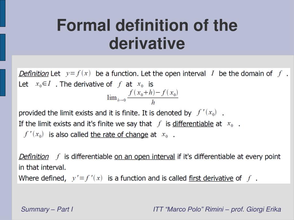 PPT - Modulo CLIL a.s. 2010 – 2011 DIFFERENTIAL CALCULUS PowerPoint ...