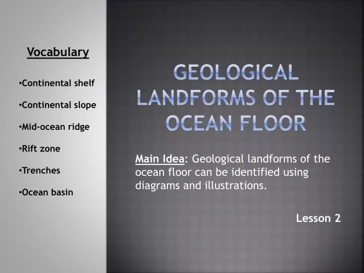 Ppt Geological Landforms Of The Ocean Floor Powerpoint