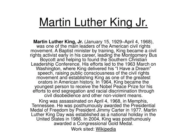 PPT - Martin Luther King Jr. PowerPoint Presentation, free download ...