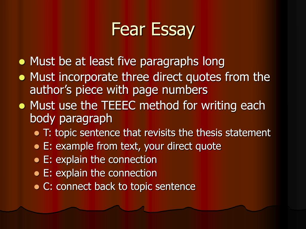 college essay about fear