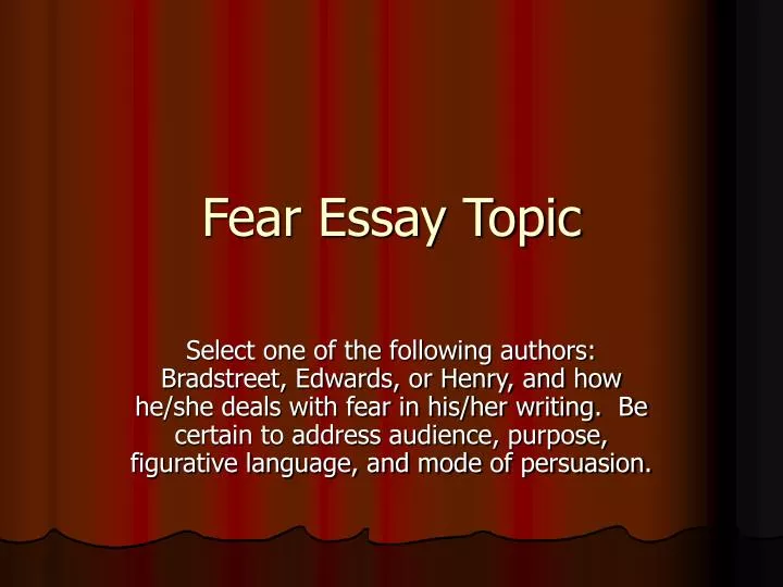 An essay on fear