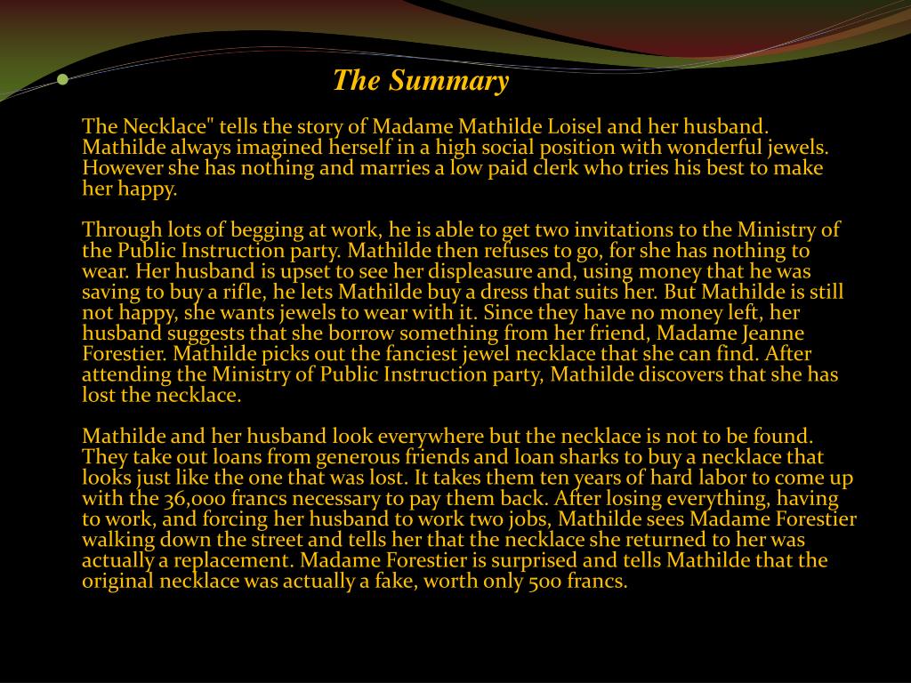 The Necklace Poem Summary | Webcas.org