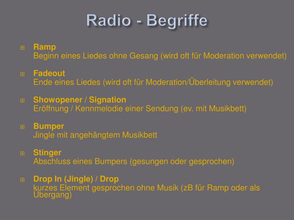 PPT - Grundlagen Wie macht man Radio? PowerPoint Presentation, free  download - ID:1032266