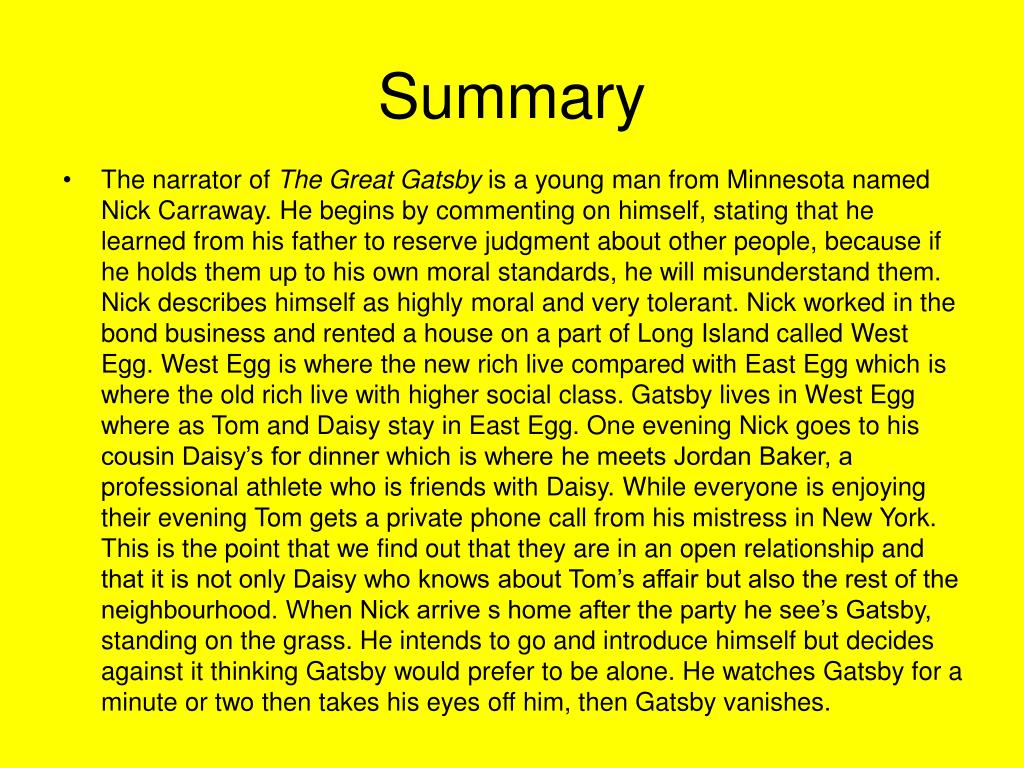 the great gatsby summary of whole book