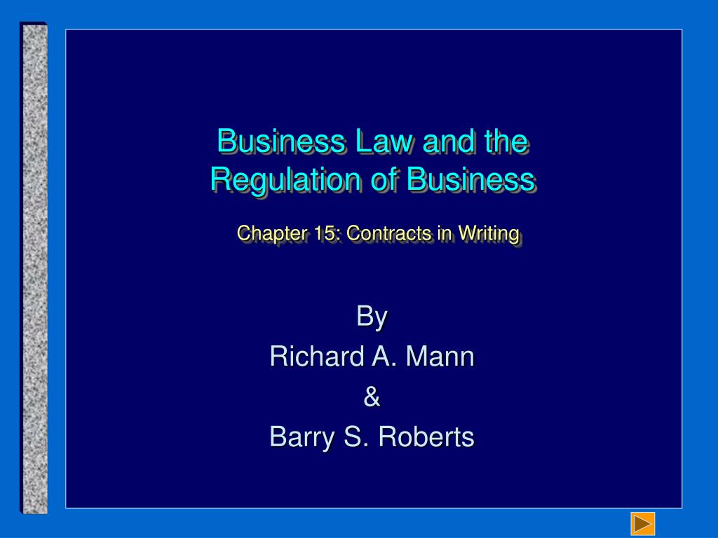 PPT Business Law and the Regulation of Business Chapter 15 Contracts