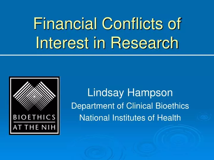 financial conflicts of interest in research n.