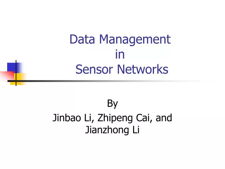 data management in sensor networks n.
