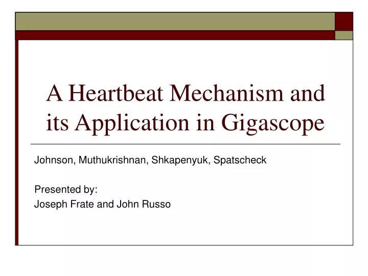 a heartbeat mechanism and its application in gigascope n.