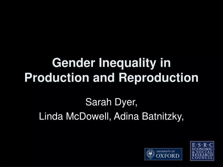 gender inequality in production and reproduction n.