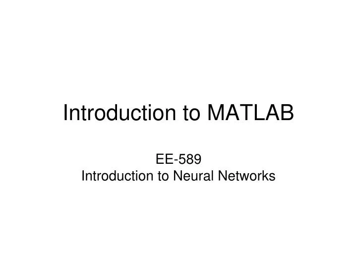 introduction to matlab n.
