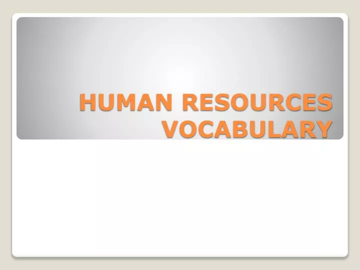 human resources vocabulary n.