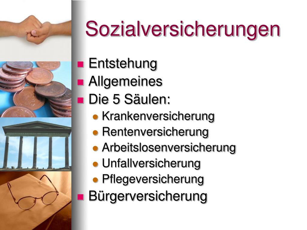 5 Zweige Der Sozialversicherung PPT - Die Sozialversicherung 5 Säulen im Überblick PowerPoint
