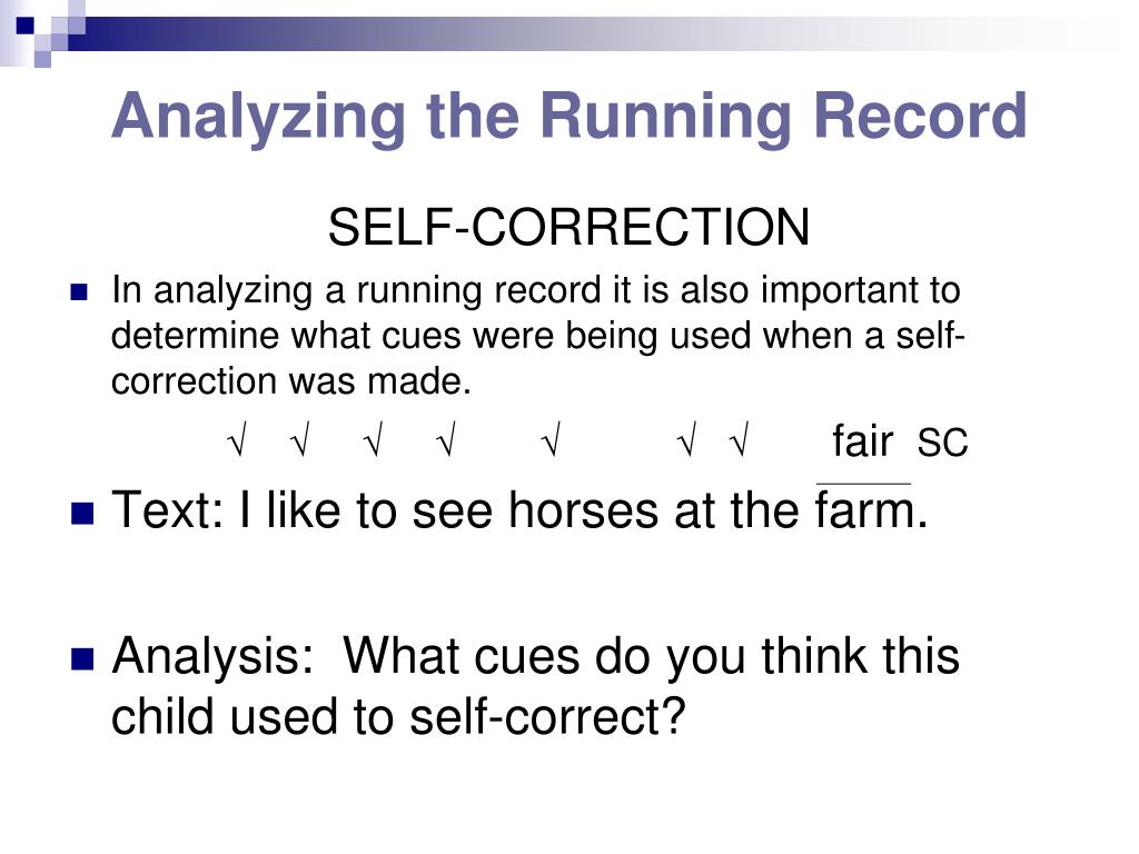 Analysing a Running Record 