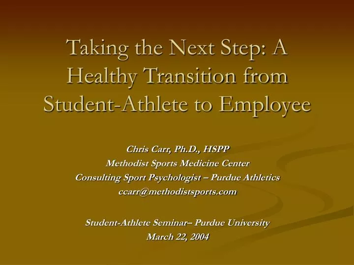 taking the next step a healthy transition from student athlete to employee n.