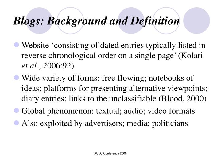 PPT - Applying blogs to a language learning context PowerPoint ...