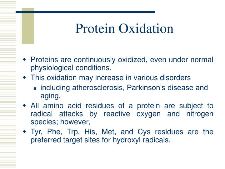 PPT Mechanisms for toxicity of protein oxidation products PowerPoint