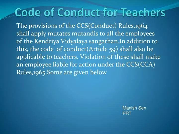 Ppt Code Of Conduct For Teachers Powerpoint Presentation Free Download Id