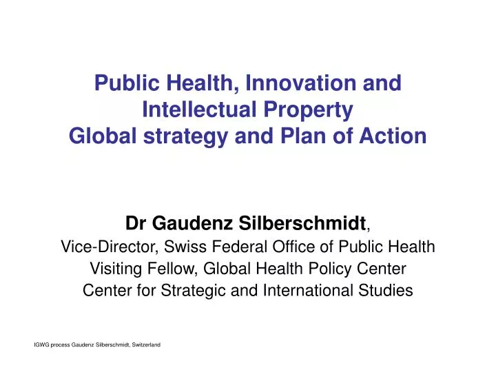 public health innovation and intellectual property global strategy and plan of action n.