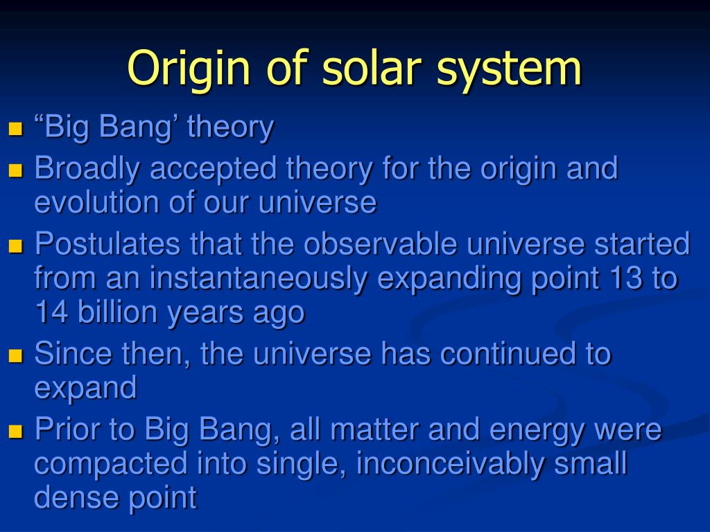 big bang solar system