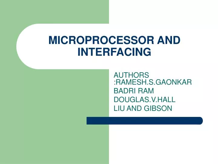 microprocessor and interfacing n.