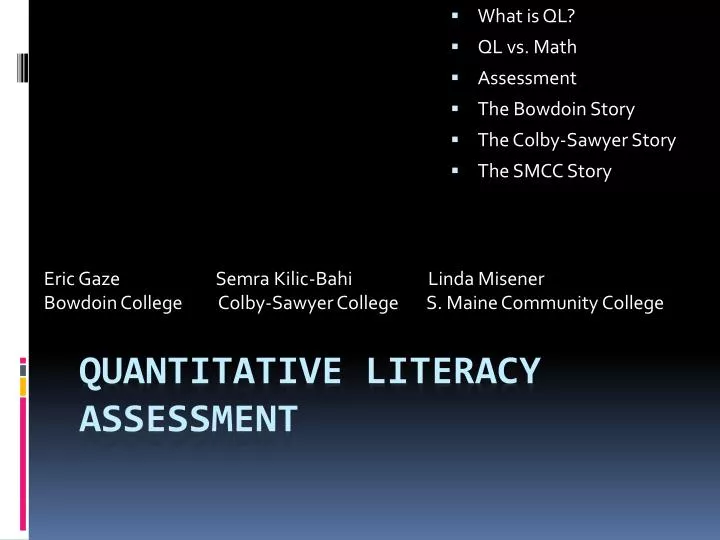 quantitative literacy assessment n.