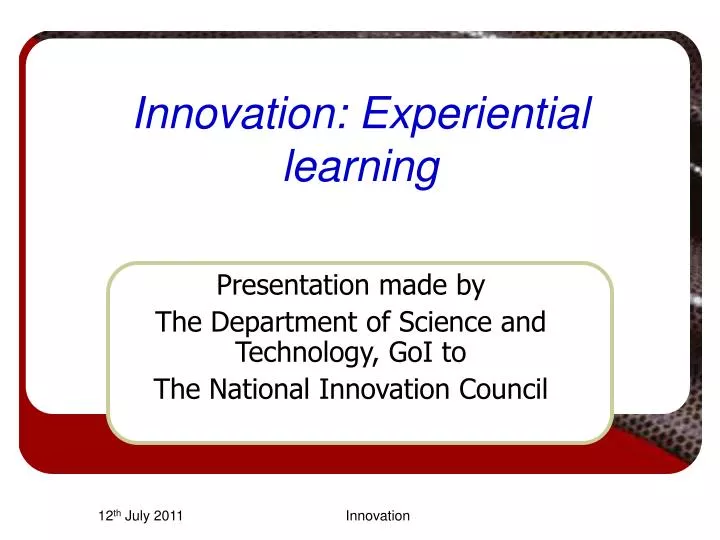 innovation experiential learning n.
