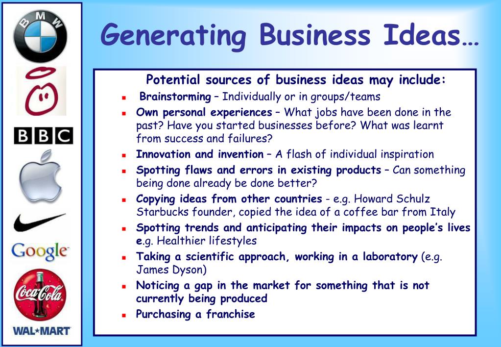 generating business ideas lesson plan