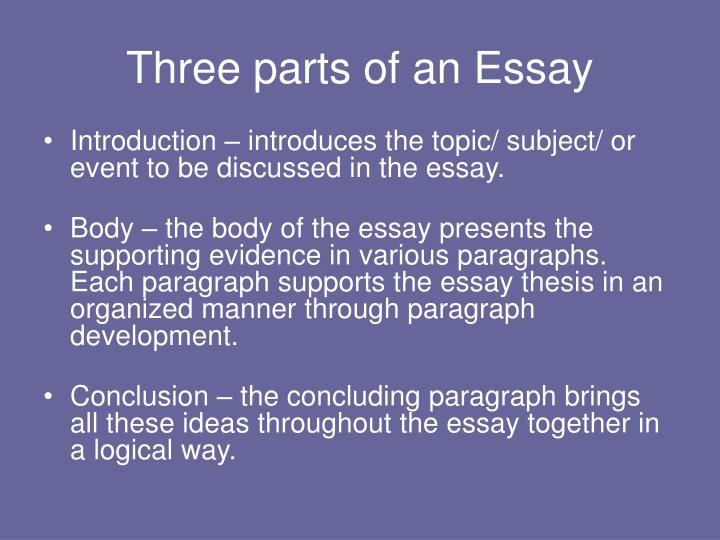 three parts of essay writing