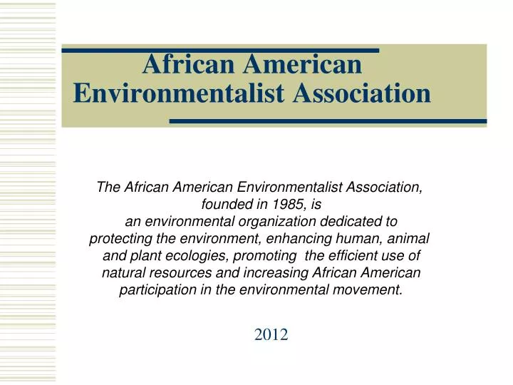 african american environmentalist association n.