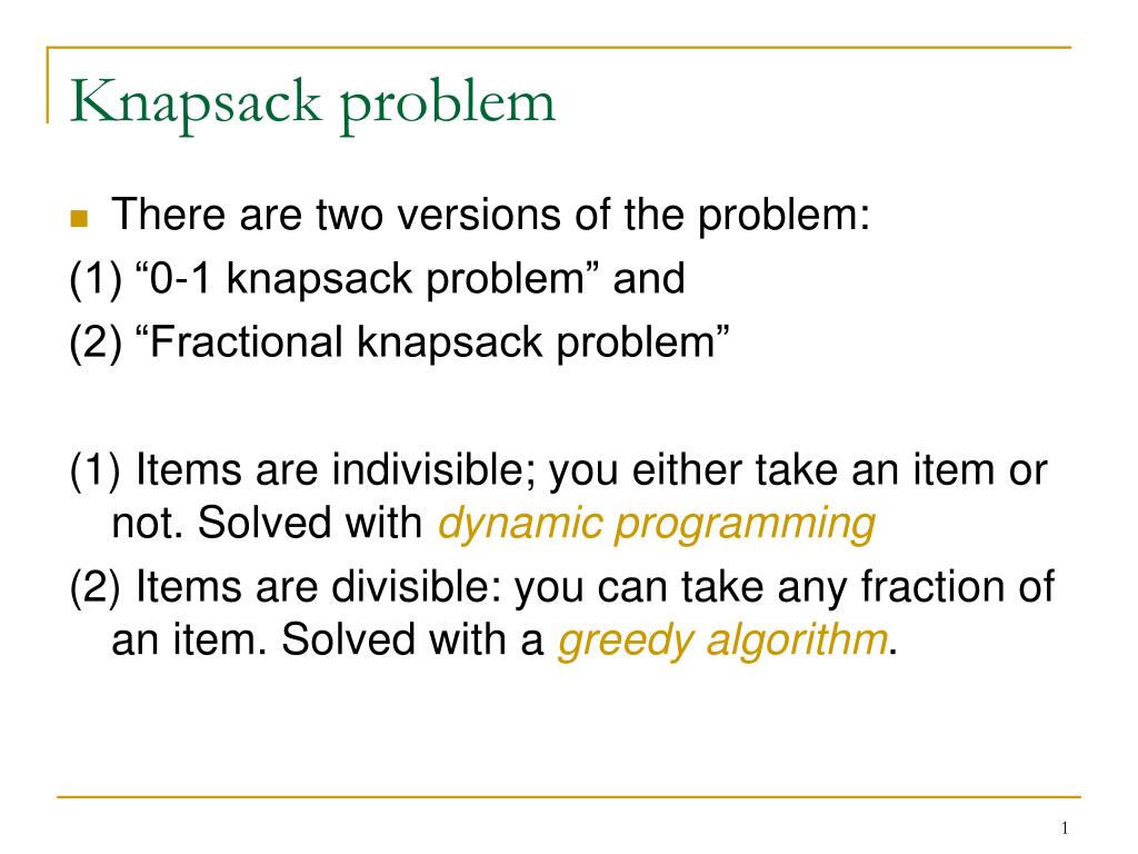 literature review knapsack problem