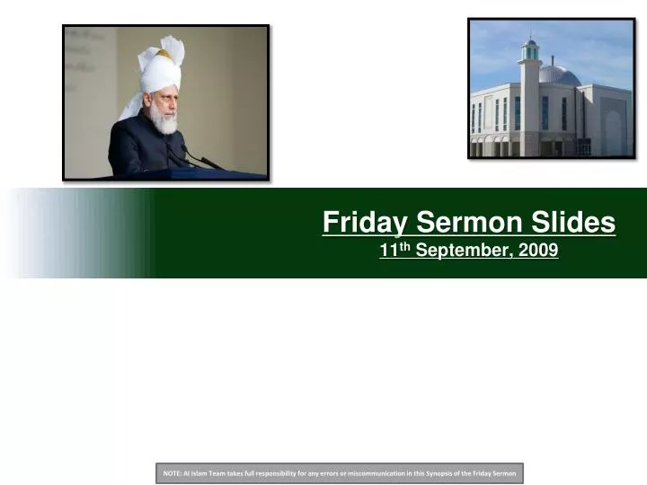 friday sermon slides 11 th september 2009 n.