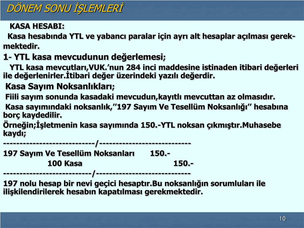PPT - DÖNEM SONU İŞLEMLERİ PowerPoint Presentation, free download -  ID:1055163