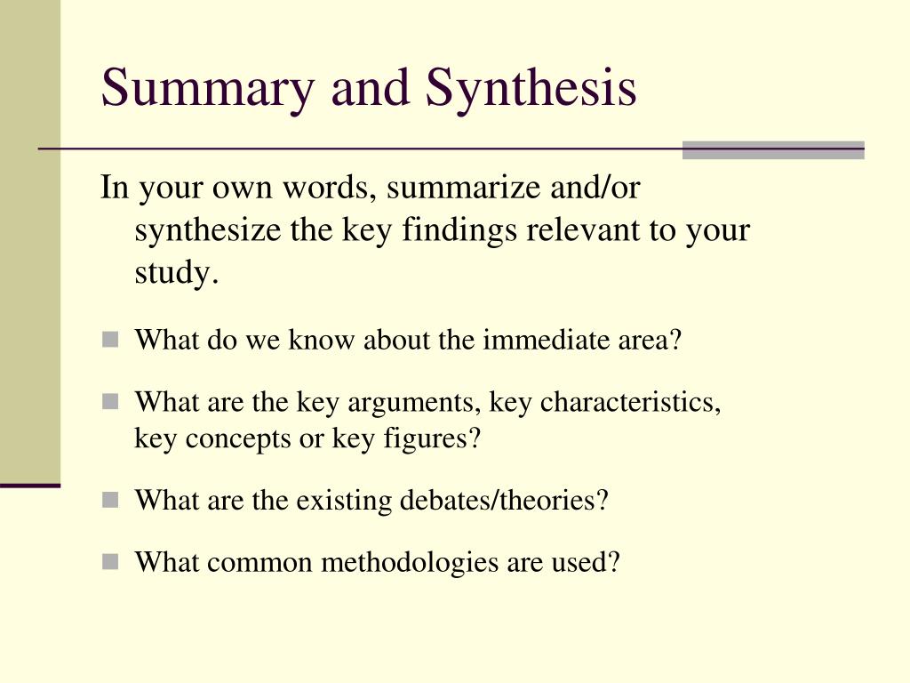how to make synthesis in review of related literature