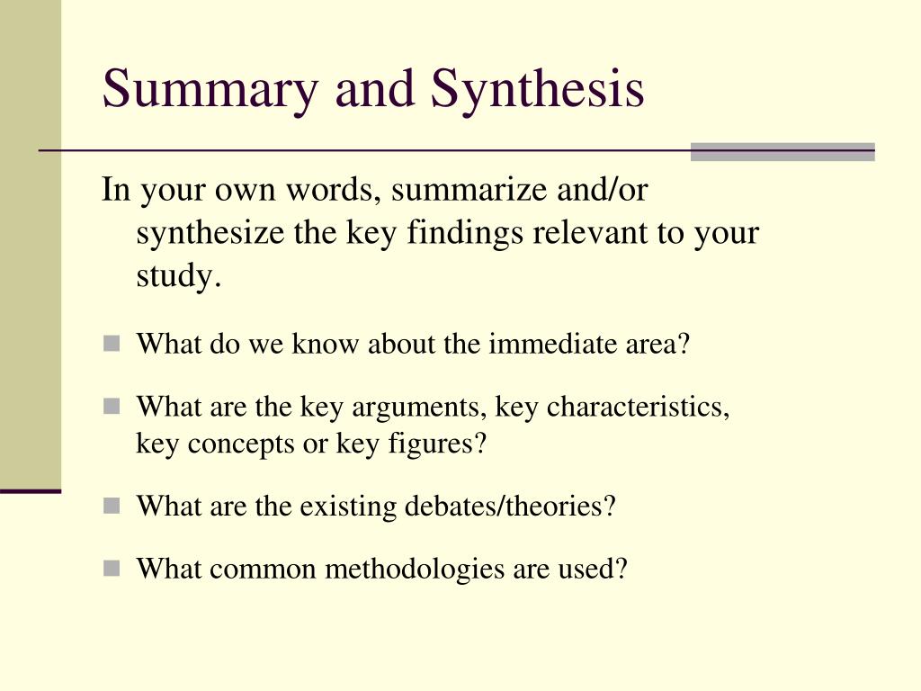 synthesis of the literature