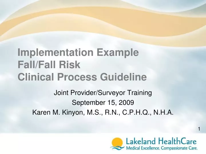 PPT Implementation Example Fall/Fall Risk Clinical Process Guideline