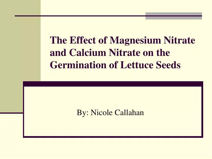 the effect of magnesium nitrate and calcium nitrate on the germination of lettuce seeds n.