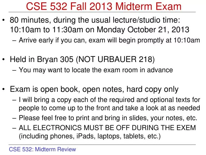 cse 532 fall 2013 midterm exam n.