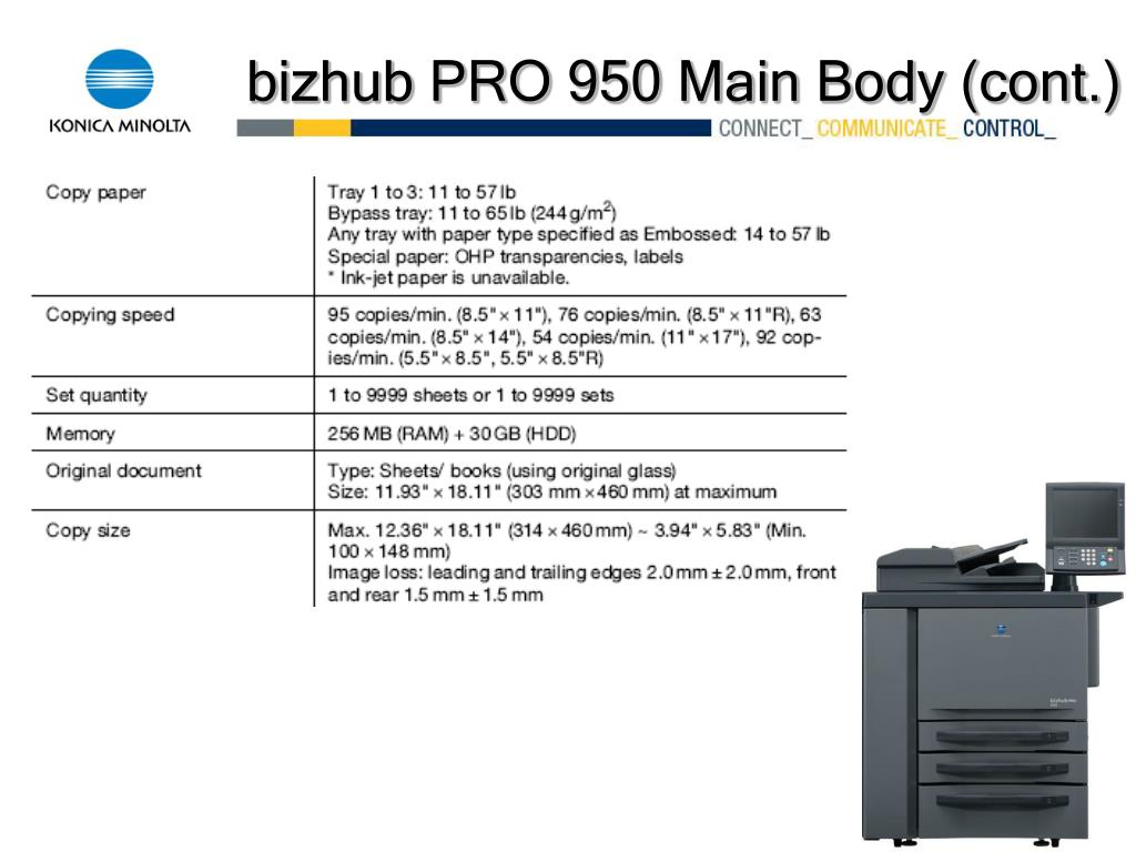 Ppt Introducing The Konica Minolta Bizhub Pro 950 Powerpoint Presentation Id 1056871