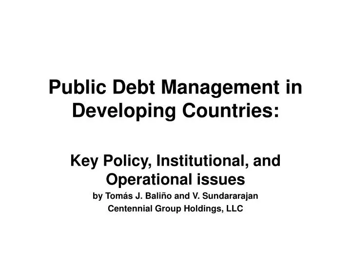 public debt management in developing countries n.