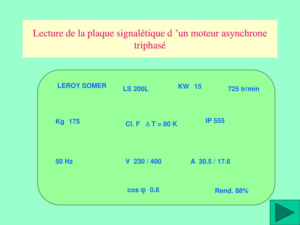 Plaque signalétique moteur triphasé