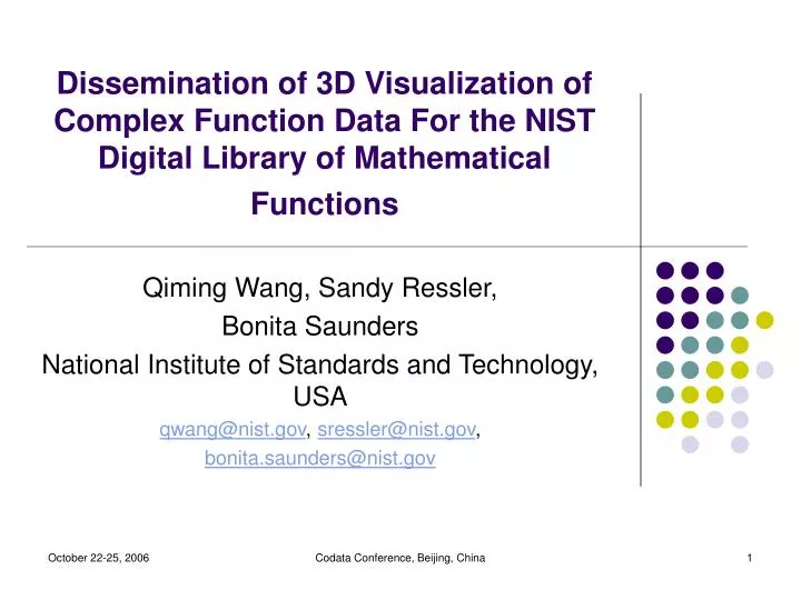 Ppt dissemination of 3d visualization of complex function data for