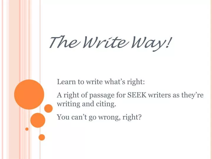 the write way n.