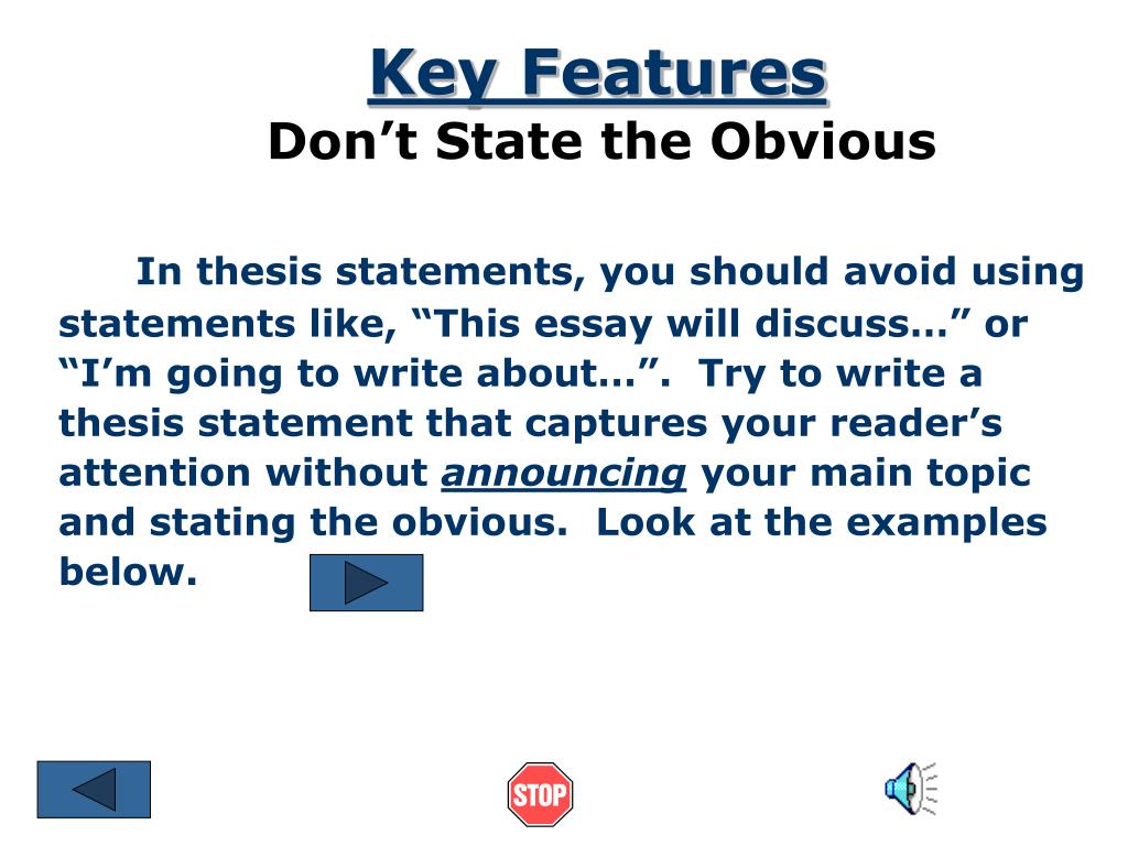 PPT - The Thesis Statement PowerPoint Presentation, free download