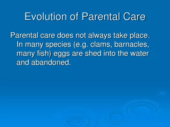 evolution of parental care n.